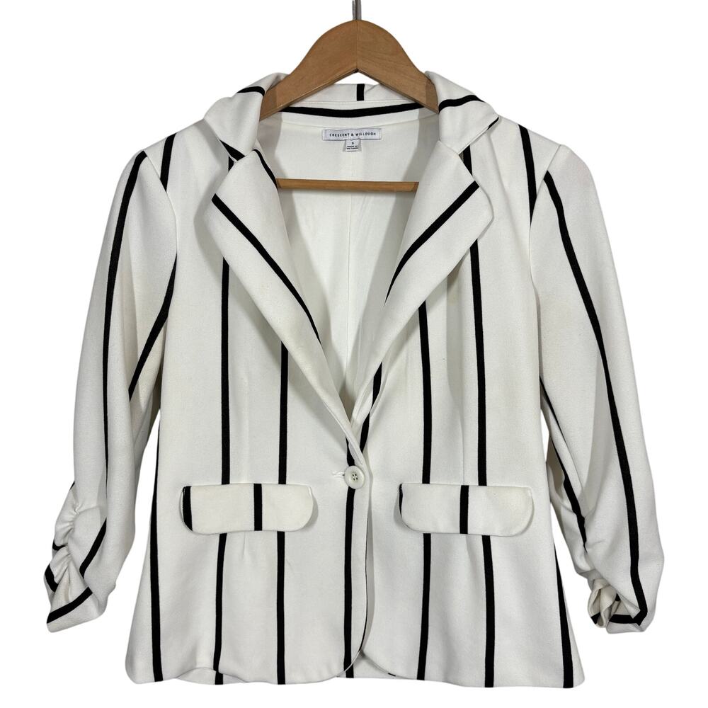 Crescent & Willough Stripe Blazer Career Casual White - S